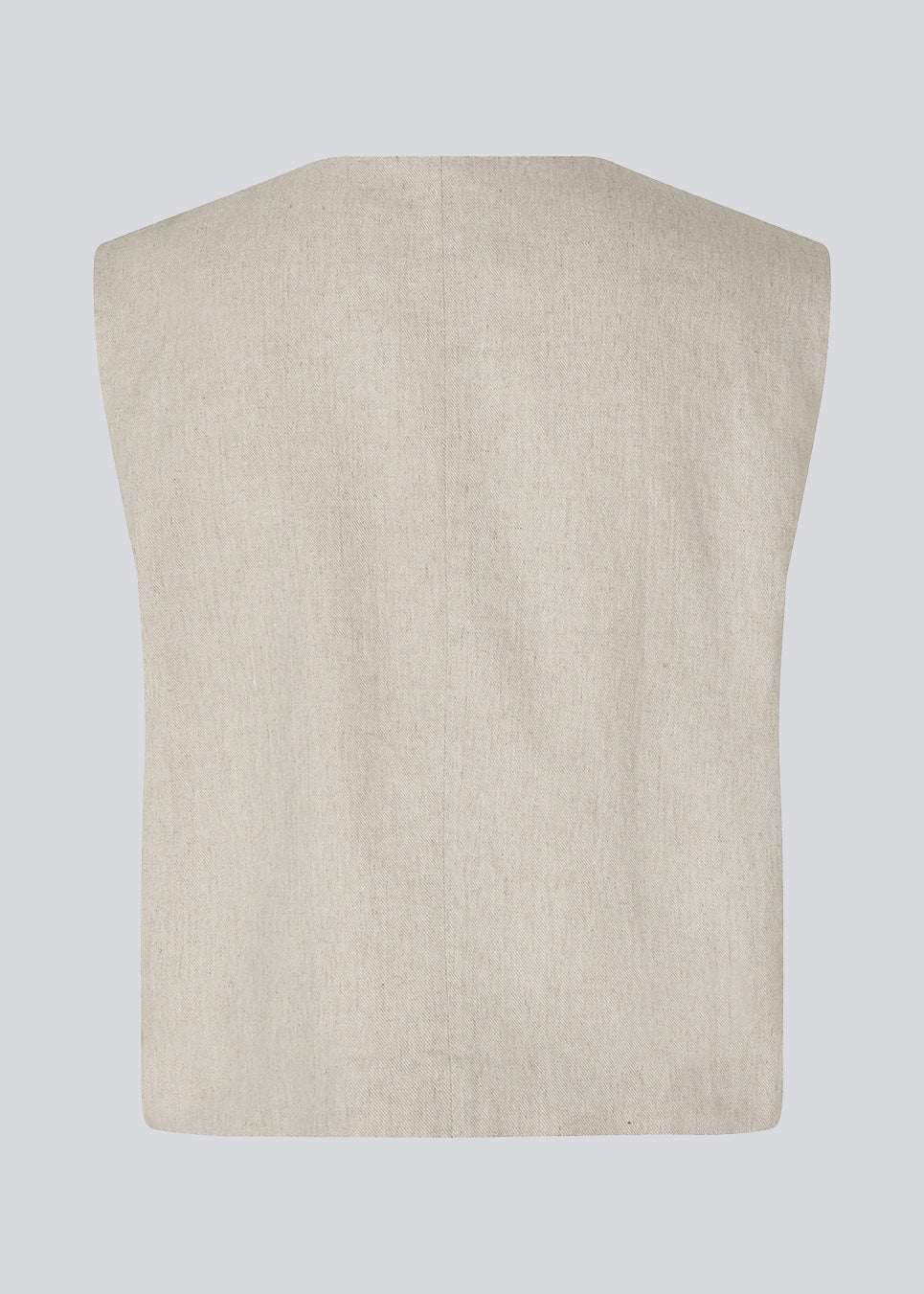 Short beige waistcoat in a woven linen blend in beige. ParkMD vest has a deep v-neck with buttons and a relaxed and loose silhouette. 