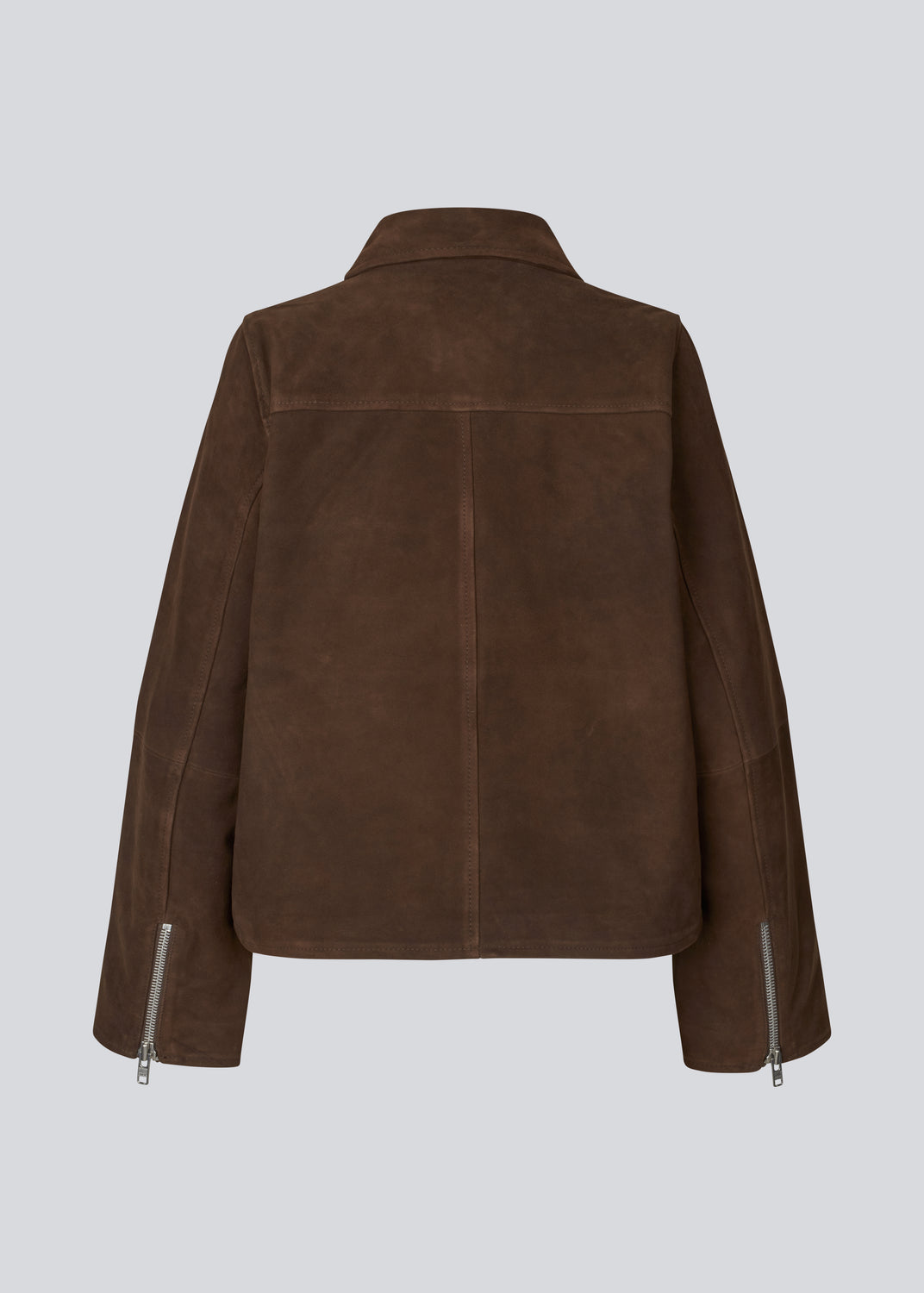 Brown Leather jacket with a loose fit in 100% Suede leather. NimaMD suede jacket has a zipper closure, shirt collar and two front pockets.