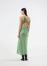 Long dress in lustrous satin with an open back. The AijaMD Dress features a feminine design with a beautifully draped skirt, a fitted waist, draping at the bust, and an elegant crisscross back. Made from 100% recycled polyester, it’s perfect for both evening and party looks.