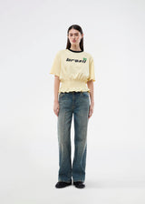 T-shirt with Brazil logo and scrunch detailing at the waist. The AnsgarMD T-Shirt features contrast trim on the round neckline, short sleeves, and a ruffled hem. A feminine and modern T-shirt, perfect for relaxed yet stylish everyday looks.
