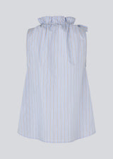 Sleeveless top with bow detail. The AugustaMD Top features stripes, elastic, and a ruffle trim at the neckline with a wide tie. Made from 85% organic cotton, a feminine and lightweight top perfect for both everyday wear and layering.