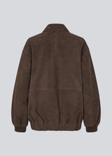 Cool suede jacket with a relaxed look. Barkmd jacket is designed in an oversized fit with a classic collar, concealed snap-button closure, and ribbed cuffs and hem for a modern bomber-inspired silhouette. Large front pockets complete the functional design, making it a stylish wardrobe staple you'll reach for season after season.