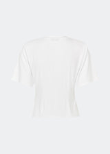 Classic T-shirt crafted from a soft and comfortable fabric. Ciliane T-shirt features a gently fitted silhouette with a crew neckline, short sleeves, and built-in shoulder pads that create a modern, structured look. Its clean, timeless design makes it a versatile wardrobe essential, perfect to wear on its own or layered under jackets, knitwear, and blazers.