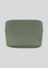 Fitted tube top in soft green in soft, rib-knitted cotton quality. DaeMD tube top has a sweetheart neckline with a silicone trim on the inside.