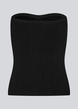 Black tube top with fitted shape and sweetheart neckline. DiegoMD top is made from a soft, ribbed knit with a silicone band on the inside of the neckline. The model is 177 cm and wears a size S/36.