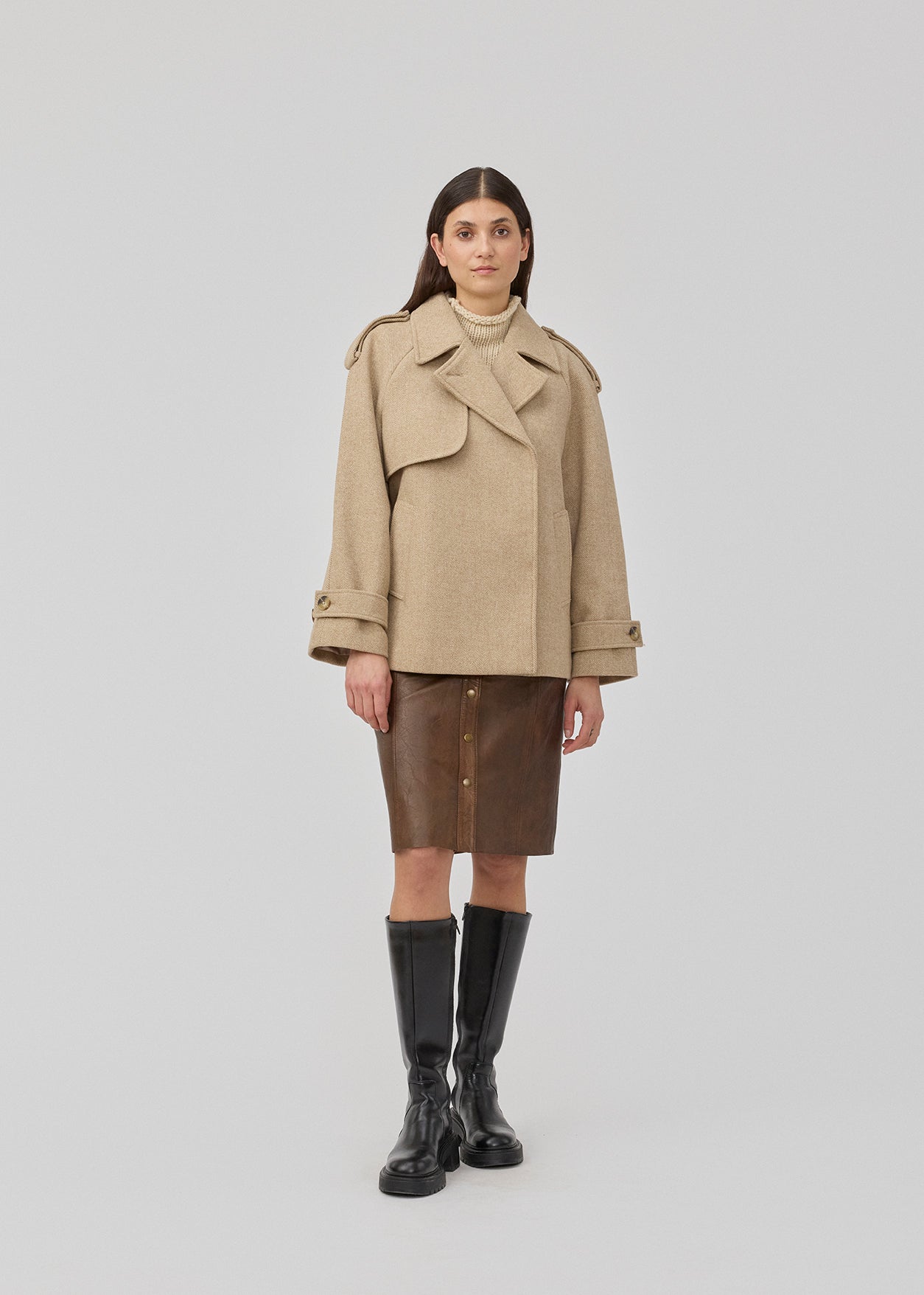 Shop EsmundMD twill jacket Beige Twill Melange Modstrom COM