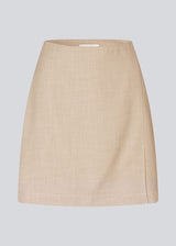Classic A-line skirt with a short length in beige. GaleMD 2 skirt has a simple design with a hidden zipper at the side seam and a slit in front. 
