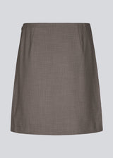 Classic brown A-line skirt with a short length. GaleMD 2 skirt has a simple design with a hidden zipper at the side seam and a slit in front.  The skirt is bigger than our regular GaleMD skirt. 