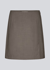 Classic brown A-line skirt with a short length. GaleMD 2 skirt has a simple design with a hidden zipper at the side seam and a slit in front.  The skirt is bigger than our regular GaleMD skirt. 
