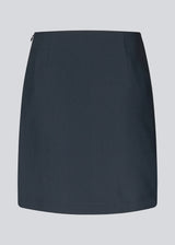 Classic A-line skirt in dark blue in short length. GaleMD skirt has a simple expression with a hidden zip at side seam and slit in front.