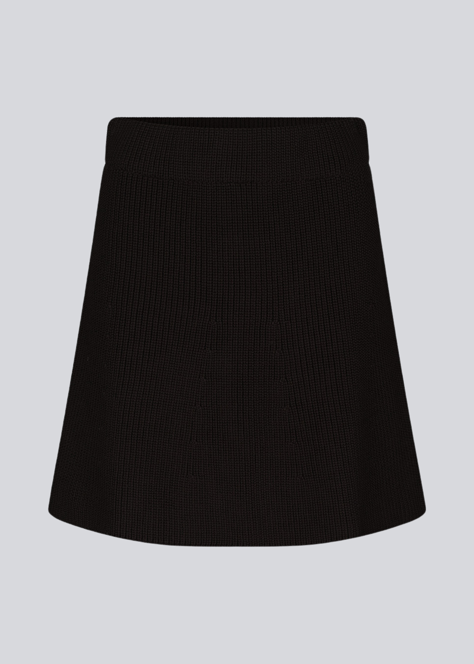 Knitted mini skirt in black in an A-line silhouette with a high waist with covered elasticated. GalenMD skirt is made of organic cotton.