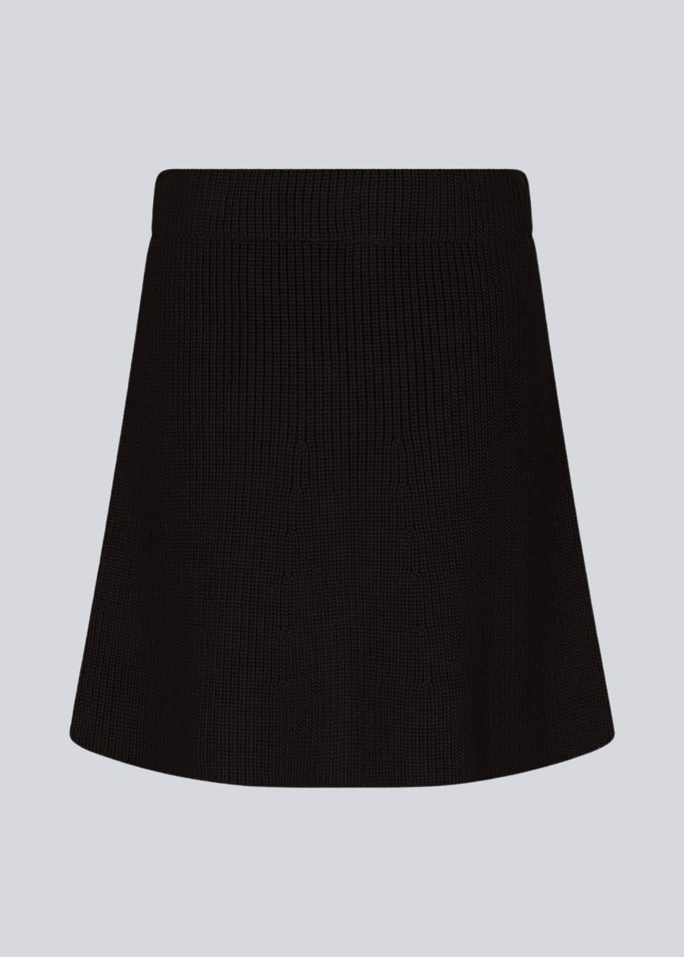 Knitted mini skirt in black in an A-line silhouette with a high waist with covered elasticated. GalenMD skirt is made of organic cotton.