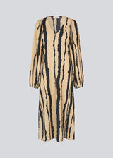 Printed midi dress with a v-neckline and long balloon sleeves with elastic. HarlandMD print dress has a loose silhouette. The model is 175 cm and wears a size S/36.