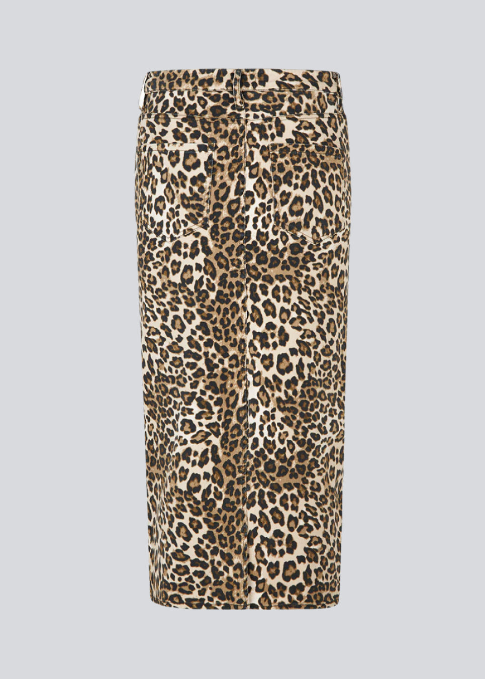 Midi skirt in cotton denim. HarveyMD print skirt has a high waistline, zip fly with buttonclosure, and a straight hem with a high slitin the back.
