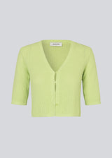 Short cardigan in bright in a structured cotton blend with ribbed trimmings. HeroMD cardigan has a v-neck with button closure in front and short sleeves.