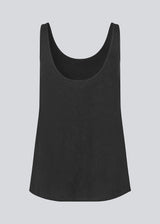 Classic black top in linen blend in a relaxed fit. HoltMD top has a round neck and a deep back cut.