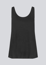 Classic black top in linen blend in a relaxed fit. HoltMD top has a round neck and a deep back cut.