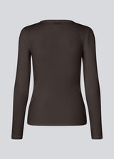 Basic long-sleeved t-shirt in dark brown in soft cotton rib with stretch. Igormd LS t-shirt has a tight fit with long sleeves. 