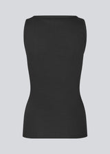 Sleeveless top in black in ribbed cotton jersey. Igormd tank top has a thight fit and a round neckline. fit with long sleeves.
