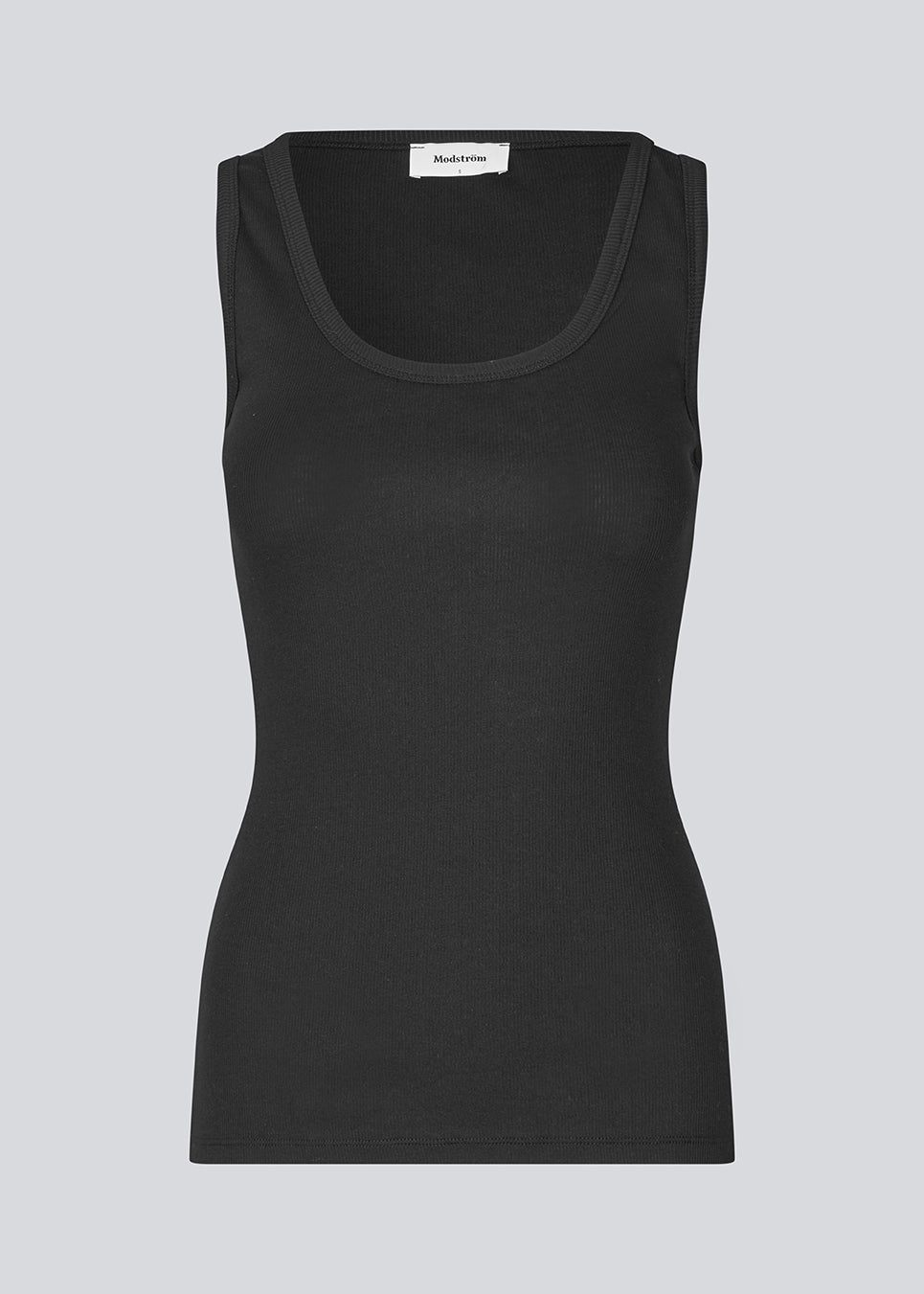 Sleeveless top in black in ribbed cotton jersey. Igormd tank top has a thight fit and a round neckline. fit with long sleeves.