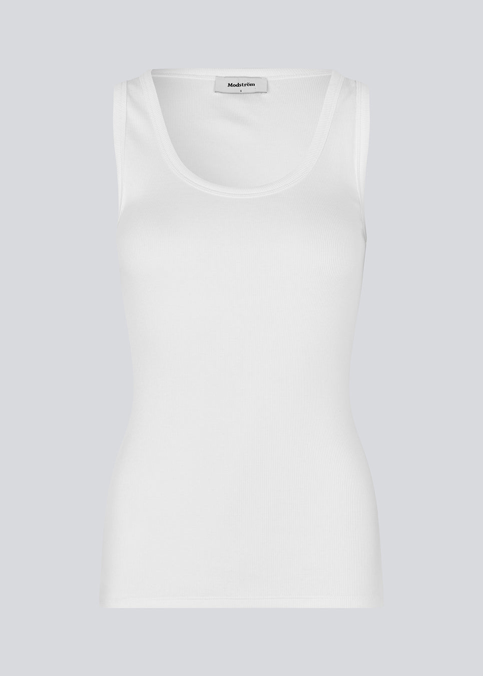 Sleeveless white top in ribbed cotton jersey. Igormd tank top has a thight fit and a round neckline. fit with long sleeves.