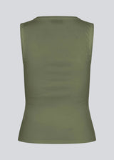 Sleeveless green top in ribbed cotton jersey. Igormd tank top has a tight fit and a round neckline. fit with long sleeves.