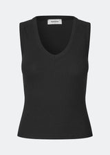Sleeveless top in ribbed cotton jersey. Igormd tank top has a tight fit and a round neckline. fit with long sleeves. The model is 175 cm and wears a size s/36.