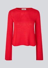 Knitted top with long flared sleeves and a wide neckline. IvonneMD o-neck has a normal fit.