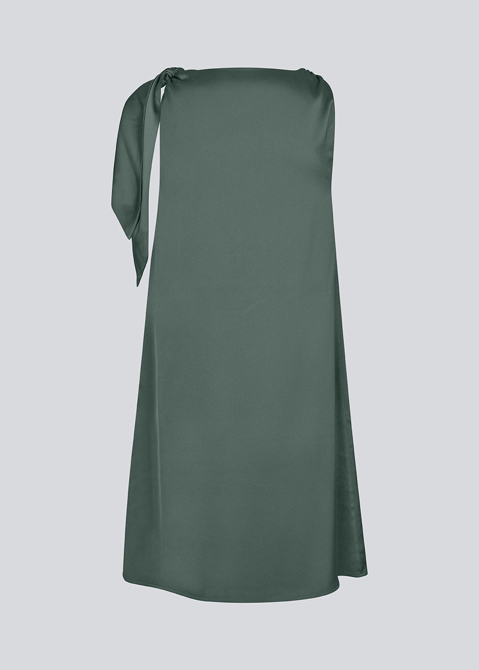Midi satin dress with waterfall detail at the neck. KatjaMD dress has a tie detail at the shoulder and a relaxed fit.