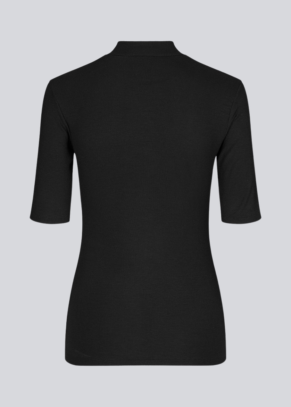 Short-sleeved black t-shirt with a high neck. Krown t-shirt is of a nice rib quality and has a tight fit. A must-have basic style in your wardrobe.