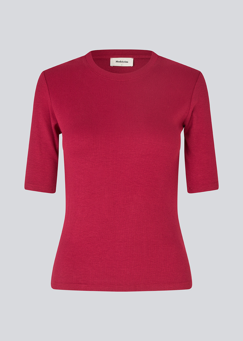Short-sleeved t-shirt in a rib material. KrownMD o-neck t-shirt has a tight fit and a round neck. The model is 175 cm and wears a size s/36.