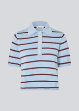 Soft knitted polo in plain jersey knit. MalvaMD stripe polo has a collar and a buttonclosure in front and short sleeves.