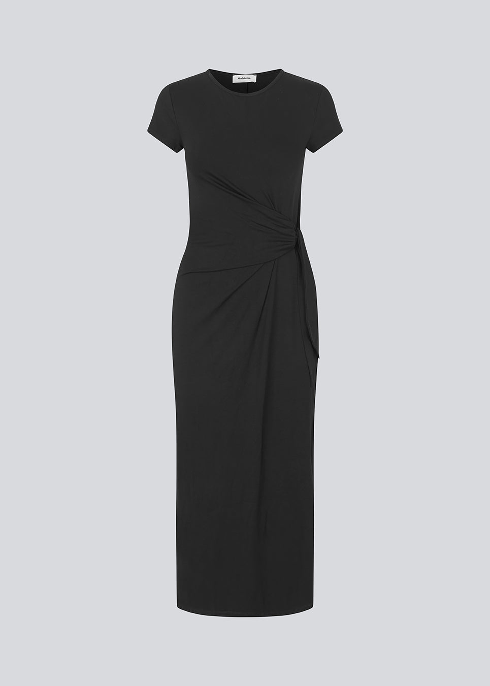 Maxi dress in jersey with a bow detail in the side. MarkMD dress has short sleeves and a slit in the side seam.