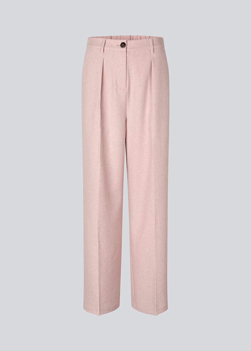 Suit pants with wide legs and an elastic waist. MaxwellMD pants has a medium-highwaist, zipper, side pockets and paspoil pocket in the back