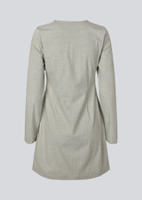 Short fitted dress with a v-neck with a lace-up detail. MickyMD dress has long sleeves and a zipper in the side.