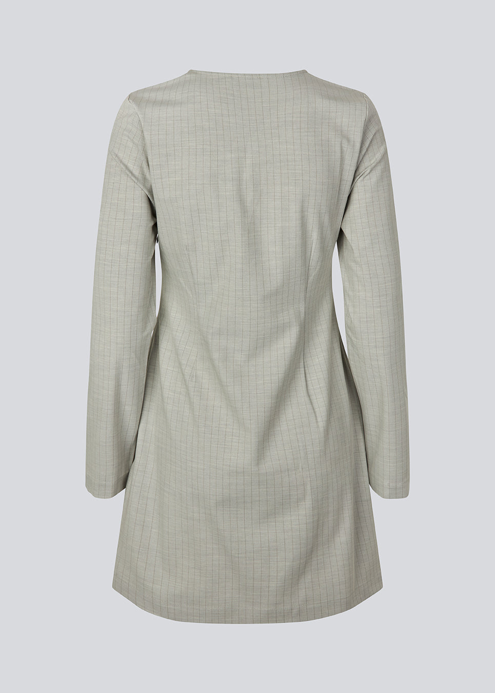 Short fitted dress with a v-neck with a lace-up detail. MickyMD dress has long sleeves and a zipper in the side.