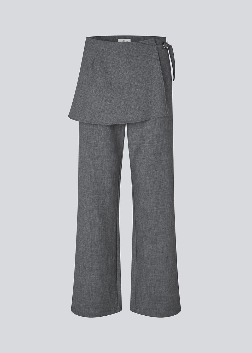Loose pants with a wrap skirt. MikkelineMD pants has a high waist, invisible zipper at the side and is closed with a thin belt at the side.
