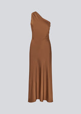 Maxi one shoulder dress in satin. NarcissaMD dress has an open back with beautiful details and an invisible zipper in the side.