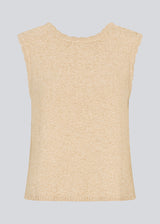 Sleevless knitted top in cotton in beige. NerissaMD top has detailed trimmings and a deep v-neckline in the back.
