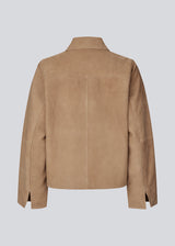 Leather jacket in beige with a loose fit in 100% lamb leather. Susenmd suede jacket has a zipper closure, shirt collar and two front pockets.