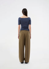 Tansy top has a simple look with a wide neckline at front and back and narrow sleeves. The top is slim fit without being tight.