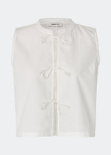 Sleeveless top crafted from a soft cotton quality. Tessamd top features tie-front closures, delicate trim details, and a clean, relaxed silhouette. A lightweight and versatile style that combines feminine details with a modern, minimalist look.