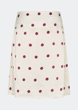 Feminine midi skirt with polka dots. The VanjaMD print skirt accentuates the waist, while the loose drape creates an elegant and relaxed look. Perfect for both everyday wear and festive occasions.