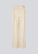 Elegant white tailored trousers with straight legs. The VesMD pants feature belt loops, a concealed zipper closure, and an elastic waistband at the back. These classic trousers create a stylish and versatile look, perfect for both the office and evening occasions.