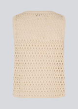 Knitted sleeveless top in beige with an openwork pattern, perfect for layering. The VesterMD top is made from 100% organic cotton and features a classic round neckline. 