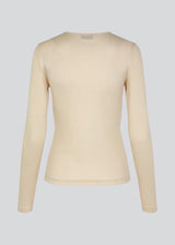 HarperMD LS top in beige is a slim-fitting top with long sleeves and a round neck made from a thin, soft jersey. 