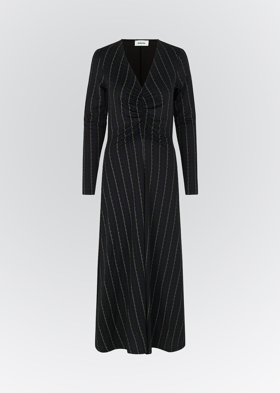 Tight dress in the color: Love Love Blue stretchable quality with print and A shape.BartoMD dress has long sleeves and V-neckline with wrinkle detail at the waist.