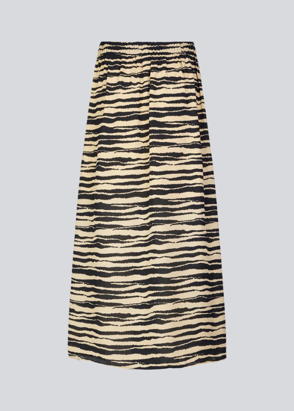 Calf-length A-line skirt in a printed recycled fabric. BeckyMD skirt has a regular waist with covered elastication in the back for comfort. High slit in front. Lined.  Shop matching top: BeckyMD print top.