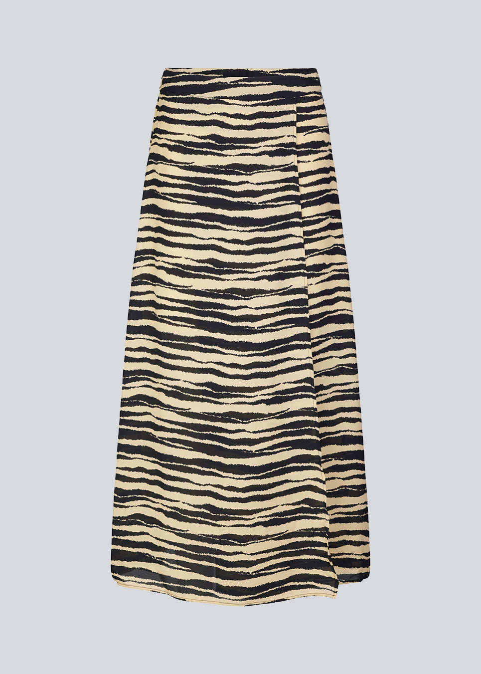 Calf-length A-line skirt in a printed recycled fabric. BeckyMD skirt has a regular waist with covered elastication in the back for comfort. High slit in front. Lined.  Shop matching top: BeckyMD print top.