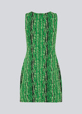 Tailored dress without sleeves cutting mid-thigh. CorbyMD dress is cut from a soft and stretchy printed quality. Hidden zipper in back.